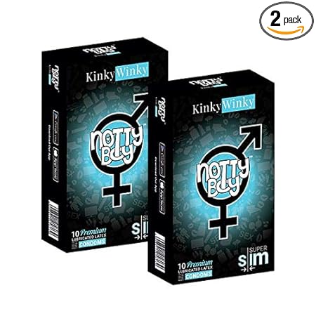 NOTTY BOY Condoms - 10 Count (Pack of 2, Extra Thin Super Slim)