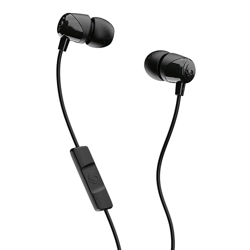 Skullcandy Jib Wired Earbuds with 3.5mm Plug, Noise Isolating Fit, Built-In Microphone Call and Track Control, Convenient for Travel - Black - 1 Pack - Black