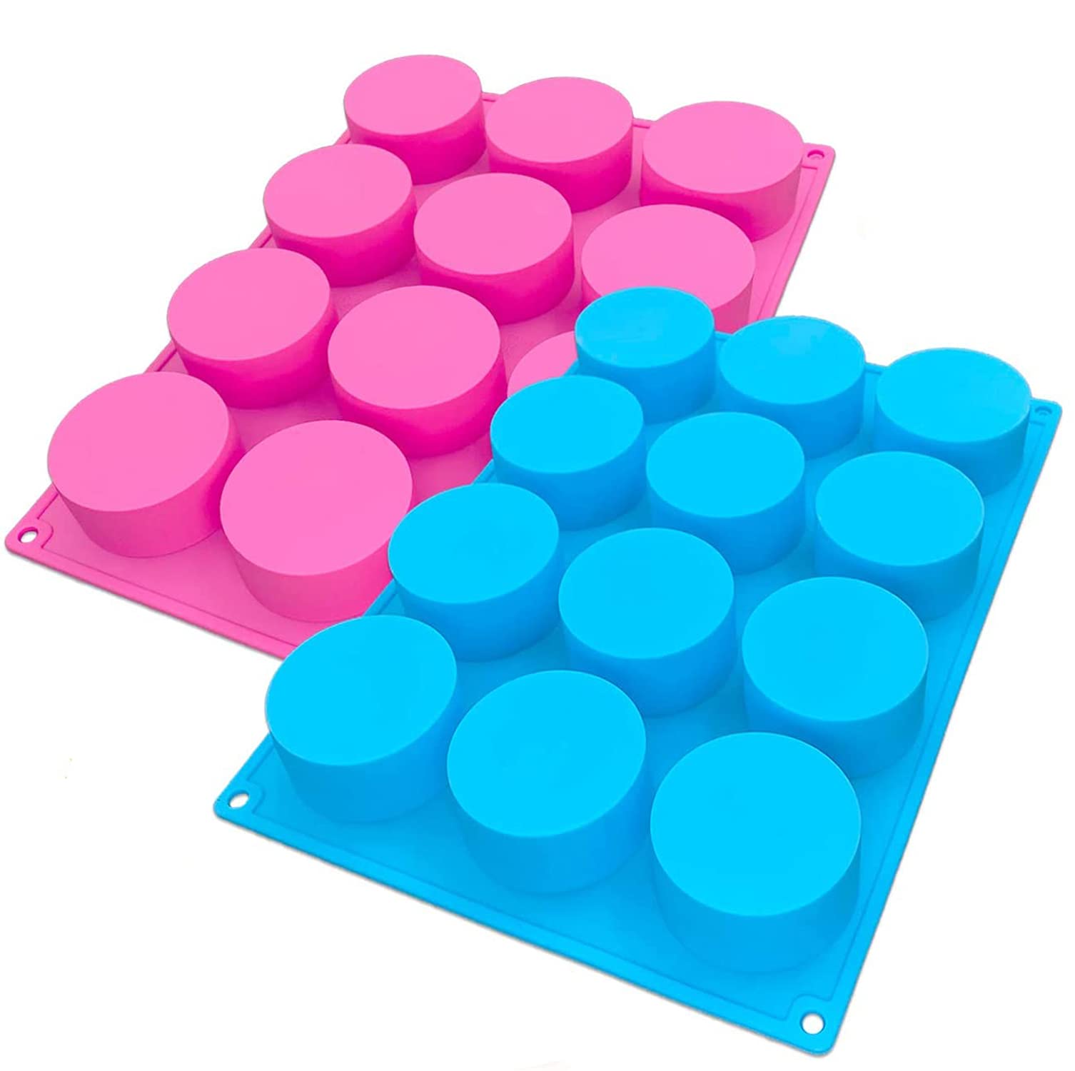 Chocolate Mold, Chocolate Cookie Mold Candy Mold, Cylinder Silicone Mold, the Baking Mold Perfect for Chocolate Covered Oreos, Cake, Candy, Pudding, Mini Soap, 2PCS, Color (Rose Red, Blue)