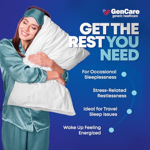 gencare maximum strength nighttime sleep aid supplement for adults deep sleep pills with diphenhydramine hcl 50mg to fall asleep faster- strong non-habit forming pm sleeping relief 96 softgels