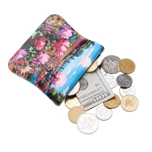 Image of Travelambo Leather Squeeze Coin Purse Pouch Change Holder for Men & Women