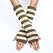 Y2k Striped Arm Warmers Long Fingerless Knitted Gloves Punk Gothic Alt Emo Scene Cool Winter Arm Sleeves Grunge Accessories (Khaki,One Size)