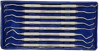SurgicalOnline 8 Piece Gracey Curette Set Medical Dental Veterinary Medic Instrument Kit - Ultra Light, Stainless Steel, Double Ended, Oral Hygiene