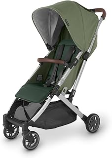 UPPAbaby MINU V2 Lightweight Stroller - EMELIA (Sage Green on Silver Frame with Chestnut Leather)