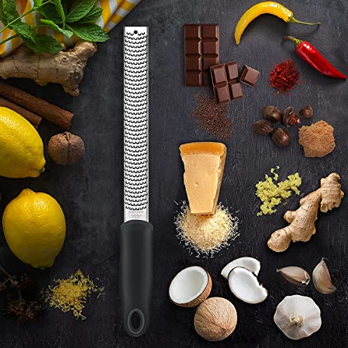 Sunivaca Lemon Zester, Zester Grater, Sharp Stainless Steel Fine Blade, Easy To Zest Parmesan Cheese, Ginger, Nutmeg, Coconut, Citrus, Chocolate Orange, With Hppe Cut Resistant Glove, Dishwasher Safe #TOP7