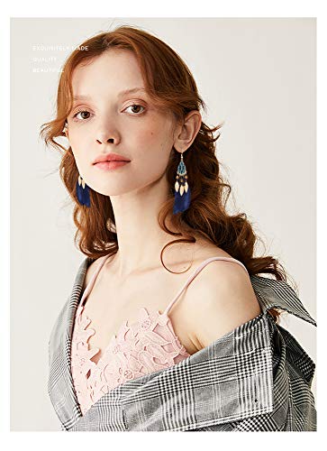 12 Pairs Women Feather Earrings Vintage Bohemian Earrings Long Drop Dangle Earrings Set With Dream Catcher Design3