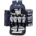 Apollo walker Picnic Backpack Set for 4 with Cooler Compartment,Detachable Bottle/Wine Holder Including Large Picnic Blanket(45