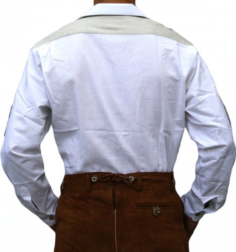 Klederdrachthemd voor leren broeken met versiering wit - Afbeelding 3