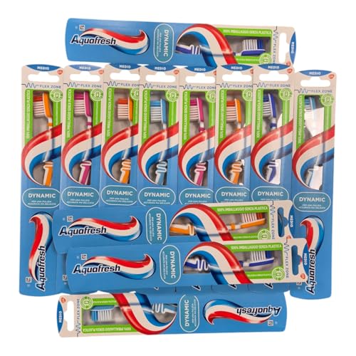 Aquafresh Spazzolini Dynamic Medio, Flex Zone, Confezione da 12 unità
