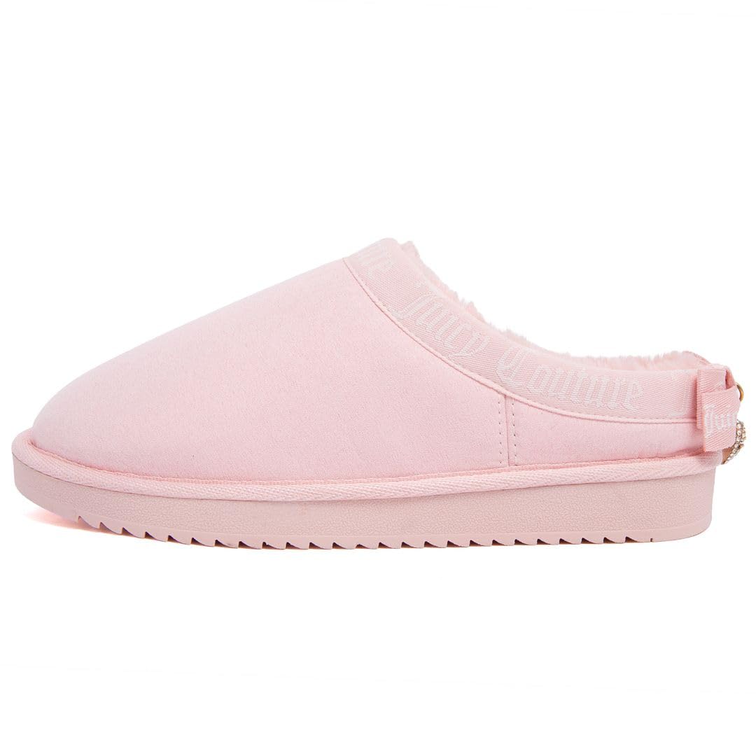 Juicy Couture Dulcet Damen-Clog-Hausschuhe, Plüsch-Kunstfell, gefüttert, mit Memory-Schaum-Kissen, gemütliches Obermaterial aus Mikro-Wildleder, für drinnen und draußen