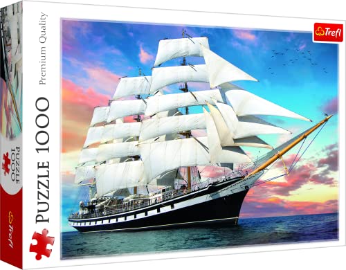 Trefl, Puzzle, El Crucero, de 1000 Piezas, Barco al Atardecer, Paseo en Barco, Océano, Velero,...