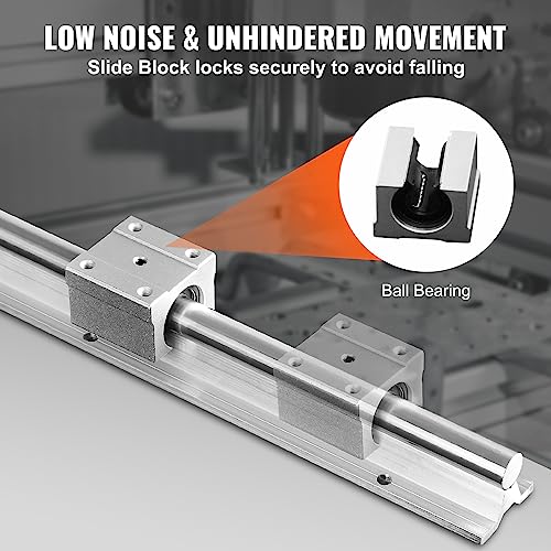 Image of VEVOR Linear Rail Slide SBR20-800mm 2 PCS and 4 PCS SBR20UU Slide Blocks Linear Guide Rail and Bearings Kit for Automated Machines DIY Project CNC Router Machines