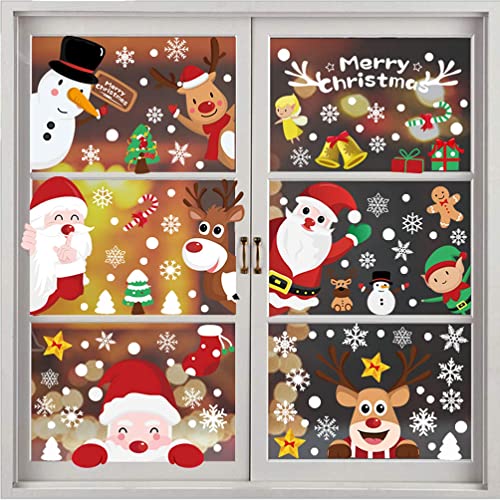 Gmili Decoración Navidad Ventanas, 306 Pcs Papá Noel/ Reno/ Copos de Nieve pegatinas navidad, Extraíbles PVC Navidad Pegatinas Electroestaticas/ DIY pegatinas navidad ventanas cristal Cover
