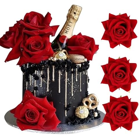 Rsstarxi 9 Pack Red Rose Cake Toppers Cover