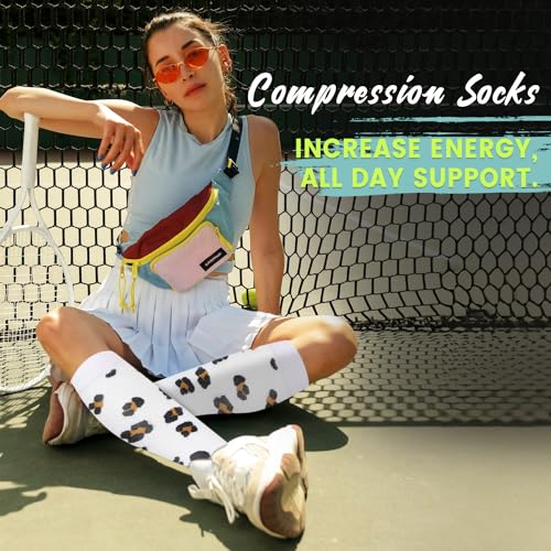 Image of 7 Pack Copper Knee High Compression Socks For Men & Women - Best For Running,Athletic,Medical,Pregnancy and Travel -15-20mmHg