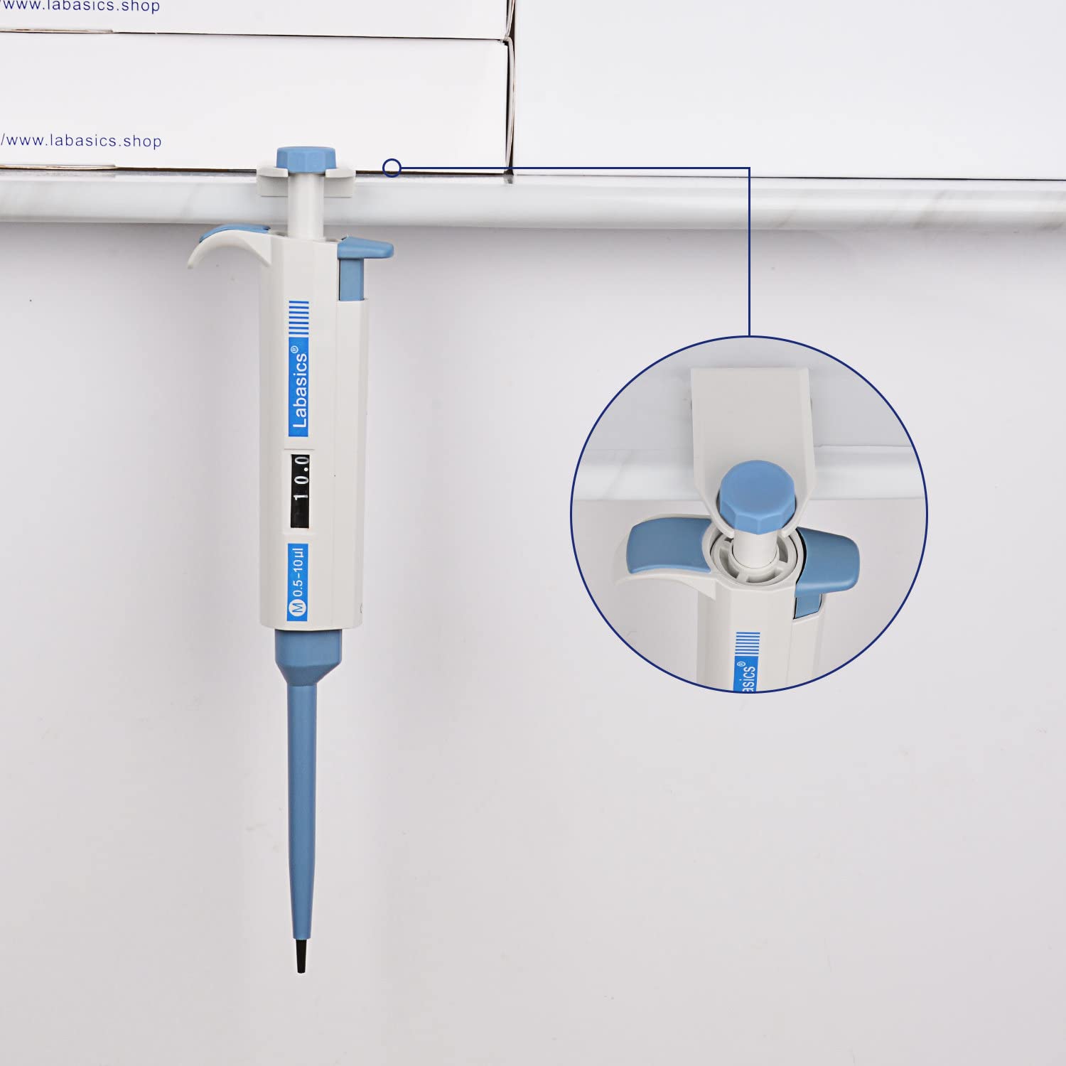 Labasics Einkanal-Pipettierhilfe, Einstellbares Variables Volumen Mikropipette Labor Pipette mit AustauschbarSpitzenkonus, Single Channel Pipettor Controller für die Laborforschung, 0. - 10 µL