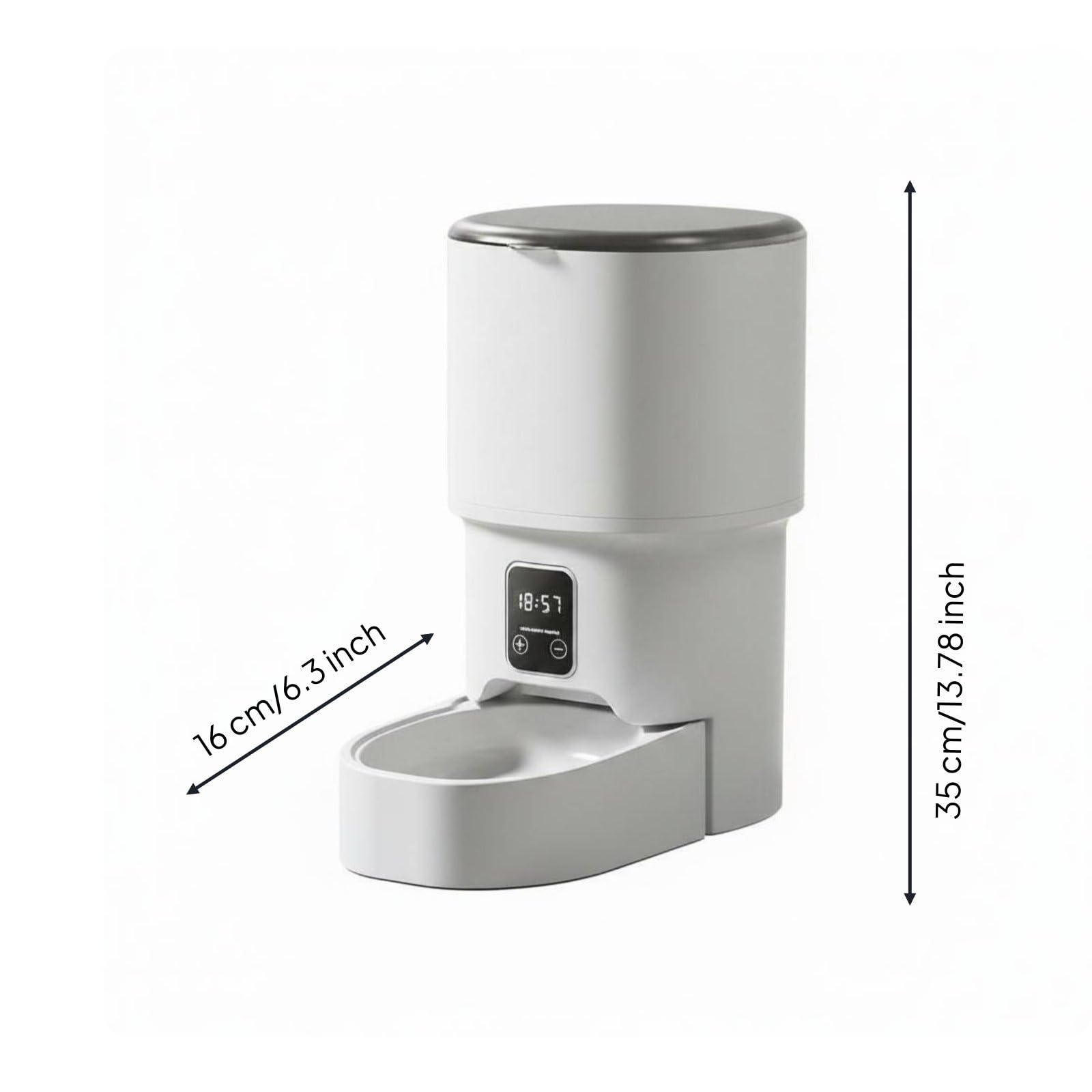 Milageto Distributore Automatico Cibo Gatto Alimentatore Timer Controllo con App Porzioni Programmabili Anti Blocco Canale Ampio, Semplice, Con Controllo A Pulsanti E Ciotola Standard