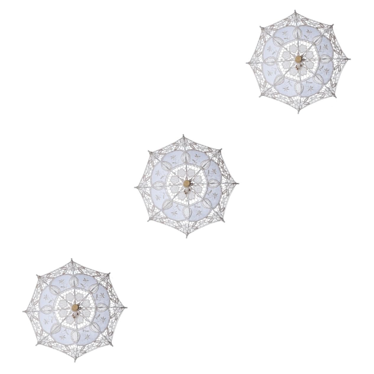 Lot De 3 Parapluies De Mariage Élégants en Dentelle pour Photos De Mariage Thé Taille S