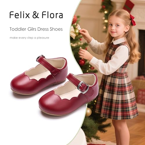 Image of Felix & Flora Toddler Flower Girl Dress Shoes - Baby Girl Ballet Mary Jane Flats for Party School Wedding