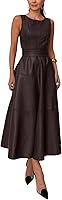 CHARTOU Green Faux Leather Sleeveless Flowy Maxi Dress with Belt - Elegant Party Night Out Long Dress for Women