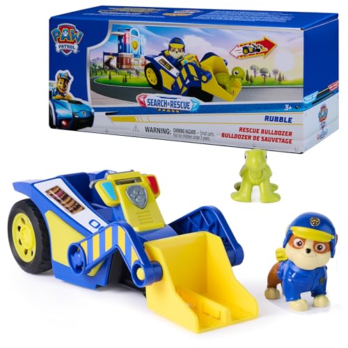 Paw Patrol: Search & Rescue, Rubble Rescue Bulldozer Vehicle with 2 Figures, Police Car Toy with Pull-Back Action, Kids Toys for Boys & Girls Ages 3+