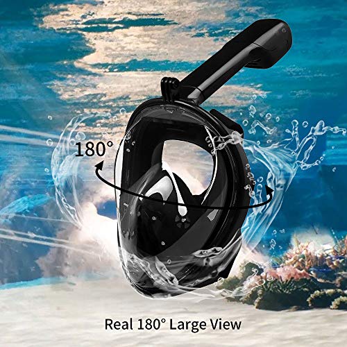 MOUNTDOG Snorkel Mask Full Face Snorkeling Mask with Panoramic View and Action Camera Mount,Anti-Fog and Anti-Leak Design Dive Mask for Adults and Youth (Black, L/XL) - Thumbnail 2