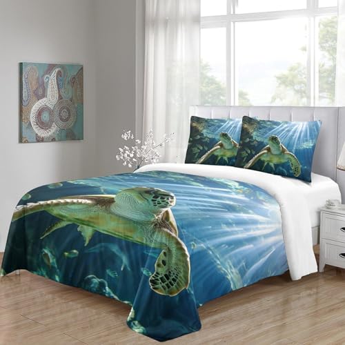 Housse de couette tortue 3D double 200x200 microfibre
