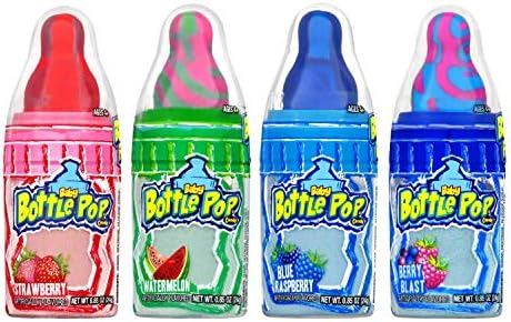 Baby Bottle Pop Party 18 Count Variety Pack Individually Wrapped Lollipops w/ Powdered Sugar Dip In Assorted Fruity Flavors - Fun Bulk Candy For Party Favors, Back to School Treats & Care Packages