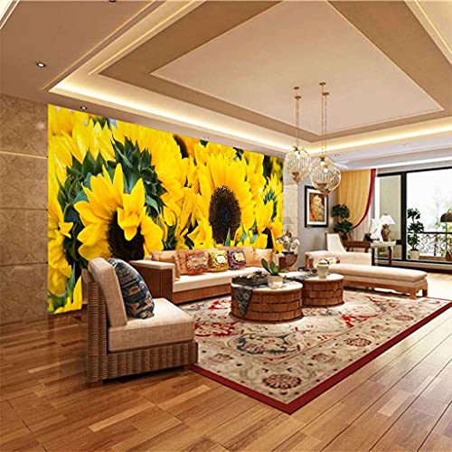 Toile geant poster 250x175 cm fleurs jaunes effet 3D pour deco murale