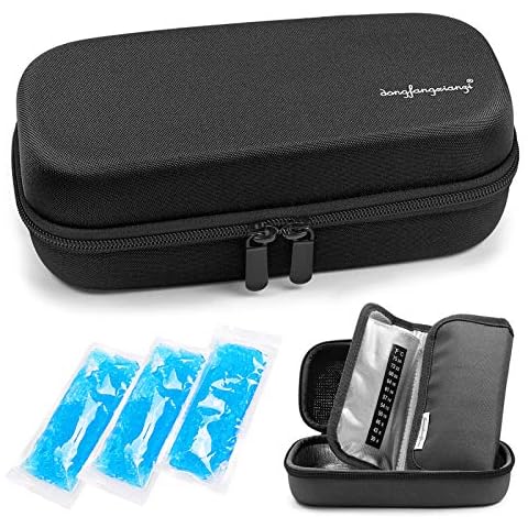 YOUSHARES Insulin kühltasche Reise Tasche - Medikamente isoliert Diabetiker Tragbaren Kühler Tasche für Insulin Pen, Glukose-Meter und Diabetes kühltasche mit 3 Kühlakkus (EVA Schwarz) Cover