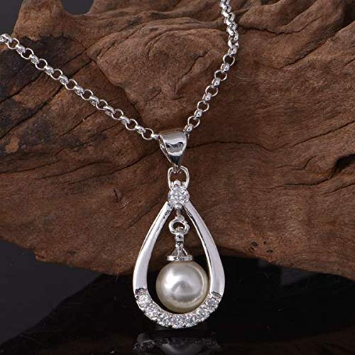 Collier Argent 925 Perles Naturelles, Pendentif Goutte Idéal pour un Mariage