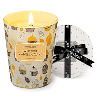 HomeLights Bougies parfumées pour femmes et hommes, Bougie d'aromathérapie à mèche unique de 6.7oz, Idéale pour une décoration et des cadeaux au style rustique et moderne, Gâteau fouetté à la vanille