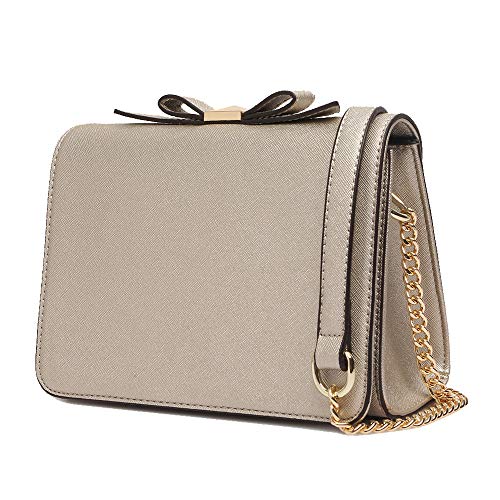 AnseeDirect Sac Bandouliere Petit Sac à Main Femme Imperméable Crossbody Fille avec Sangle de Chaîne Bowknot Simple Élégant Mode PU En Cuir pour Faire les Courses Rencontre Fête de Nuit