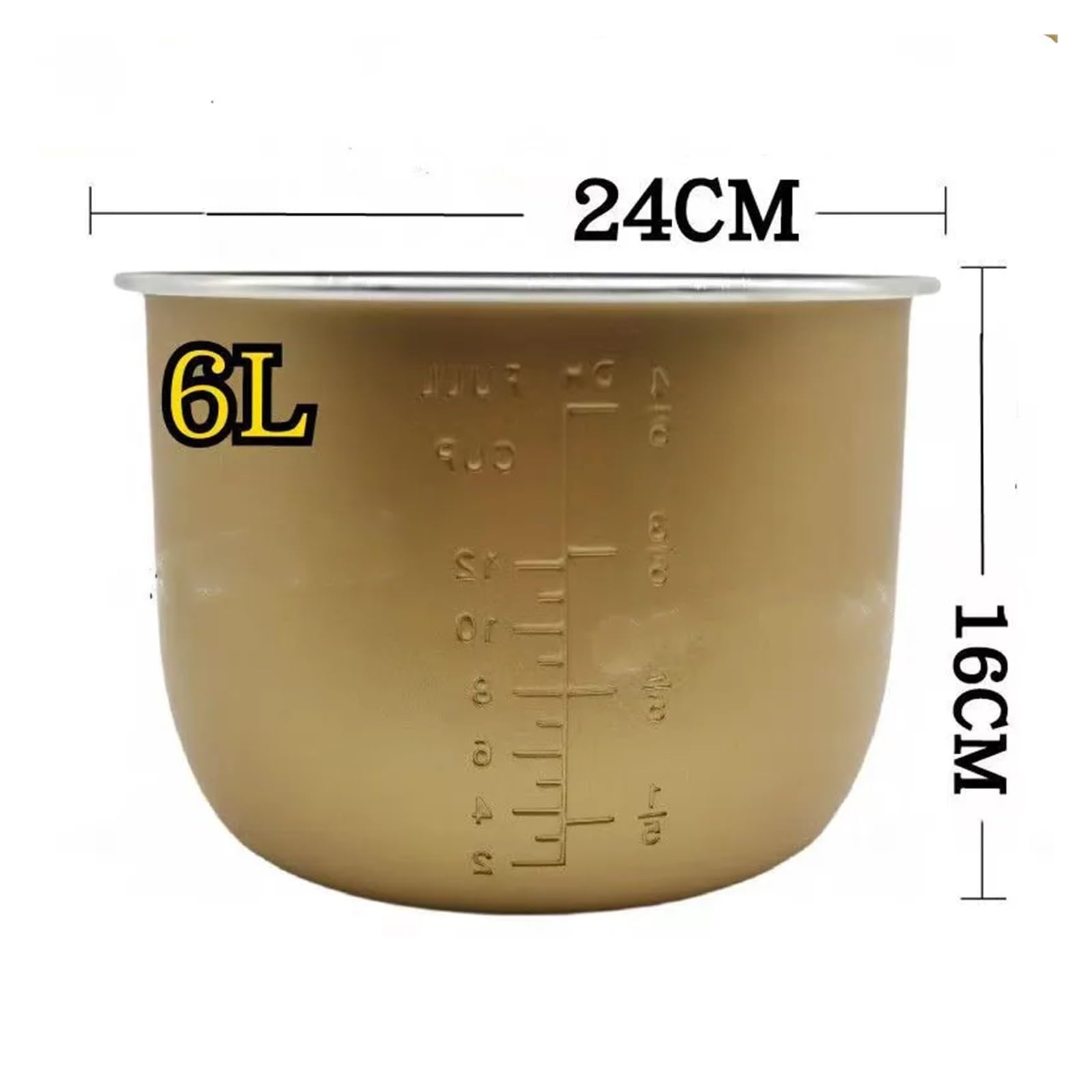 Pentola interna universale di ricambio per pentole a pressione da 4 L/5 L/6 L, pentola interna antiaderente per pentole a pressione interno universale (giallo, 6 l)