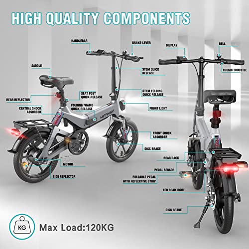 HITWAY Electric Bike Lightweight 250W Electric Foldable Pedal Assist E-Bike with 7.5Ah Battery, 16inch, for Teenager and… - Image 4