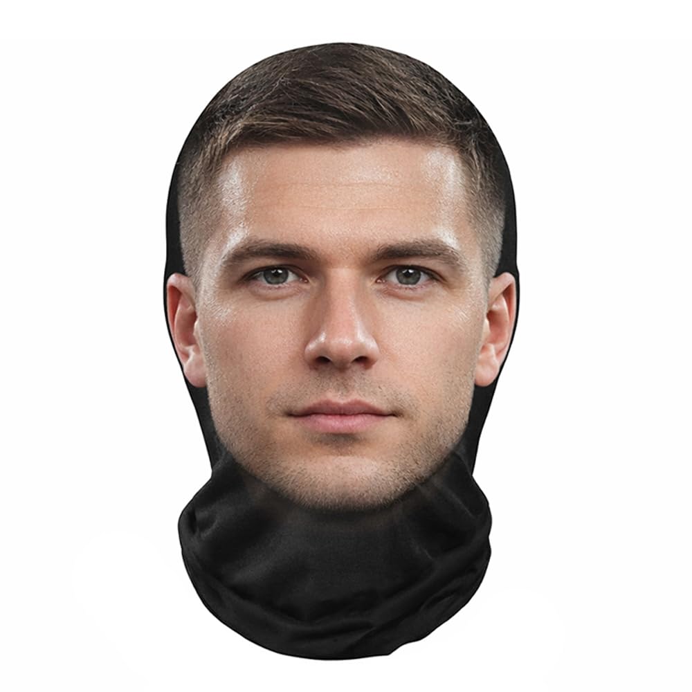 Wanapix | Personalised 3D Fabric Face Mask | Fun Elastic Custom Mask with the Photo of Any Person You Choose | Size M | Black Background | Front