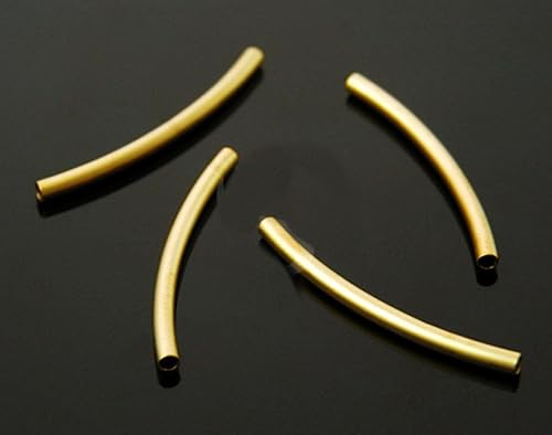 Miniatura 3 de 50 piezas de tubo de fideos curvos espaciador conector suelto cuentas 1.181 in largo latón chapado en oro para joyería artesanía fabricación CF197