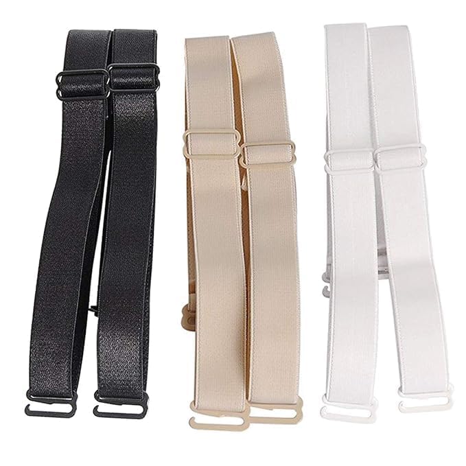 Women's Bra Straps Adjustable Non-Slip Bra Straps, 3 Pairs, Beige Black White, Elastic Replacement Shoulder Straps-image-43