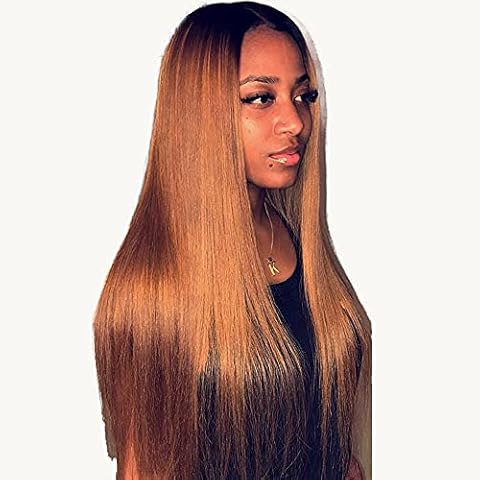 Human Hair Wigs Honey Blonde Wig 13x4x1 T-Part Human Hair Wig Transparent Wig 1b/30 Ombre Human Hair Wig Natural Hairline Straight Brazilian Remy Hair Ombre Wigs For Women 28 Inch Cover