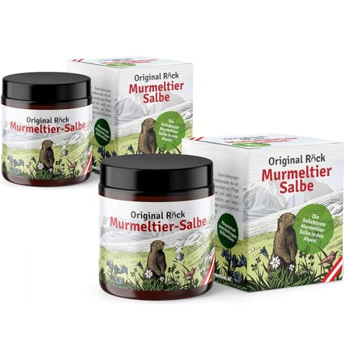 Original Röck Murmeltier-Salbe (2x 100ml Glas) – die beliebteste Murmeltier-Salbe in den Alpen! Mit verbesserter Rezeptur und doppelt so hohem Murmeltieröl-Anteil