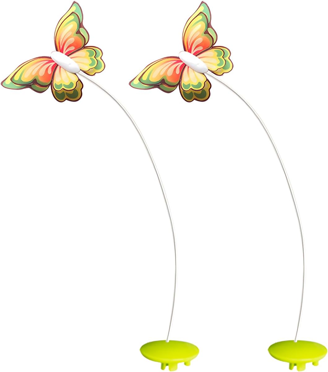 ALL FOR PAWS Butterfly Replacements for Automatic Cat Toys, Realistic Fluttering Butterfly, Upgraded Fabric Material for Durable and Continuous Play and Bat, Safe for Indoor Cats, 2Pack (Butterfly)