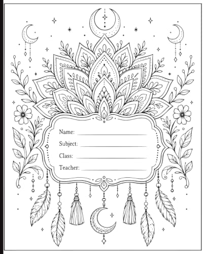 Boho Mandala Composition Notebook: Colorable Cover | College Ruled Lined Notebook with Bonus Mandala Coloring Pages image 2