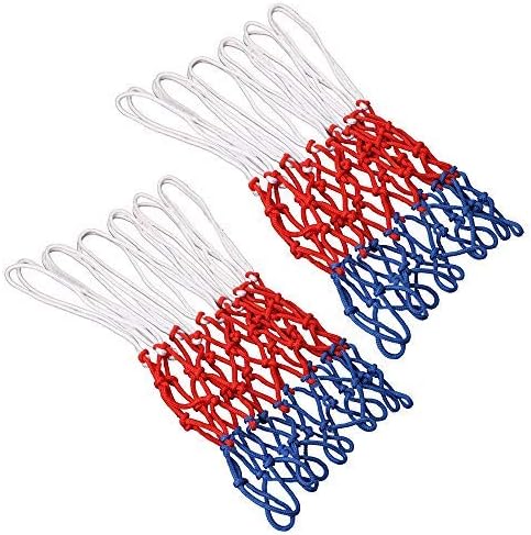 GTIWUNG 2 Pack Ultra Heavy Duty Basketball Net Replacement, All-Weather Red/White/Blue Basketball Nets, Fits Standard Indoor or Outdoor Rims, 12 Loops