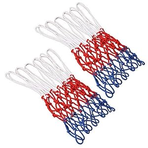 GTIWUNG Set de 2 Red de Canasta, Red Tricolor Blanco/Azul/Rojo, Red de Baloncesto de 12 Bucle, Malla Estándard para Canasta de Baloncesto, Robusto para Uso Interior y Exterior