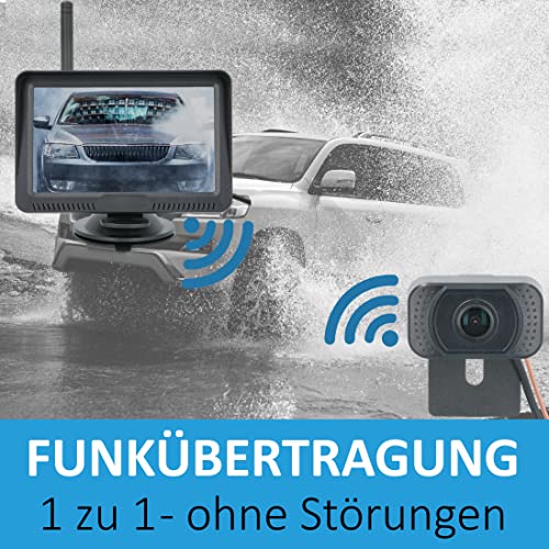 VSG24 5“ HD Funk Rückfahrsystem Premium ONE für PKW, KFZ Set kabellos inkl. Rückfahrkamera +...