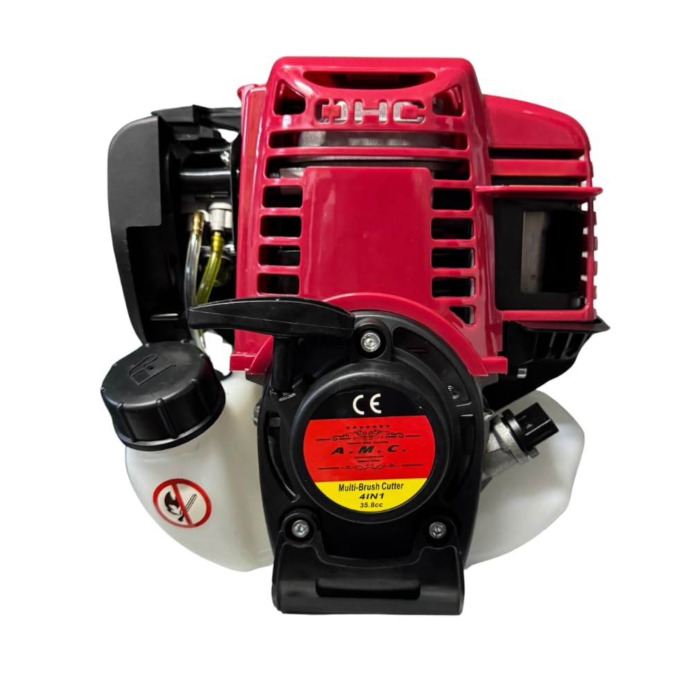 AMC Débroussailleuse multifonction à explosion 4 en 1 moteur 4 temps essence, taille-haie, tronçonneuse tête double fil et disque trois dents acier adapté pour le bricolage ou les professionnels
