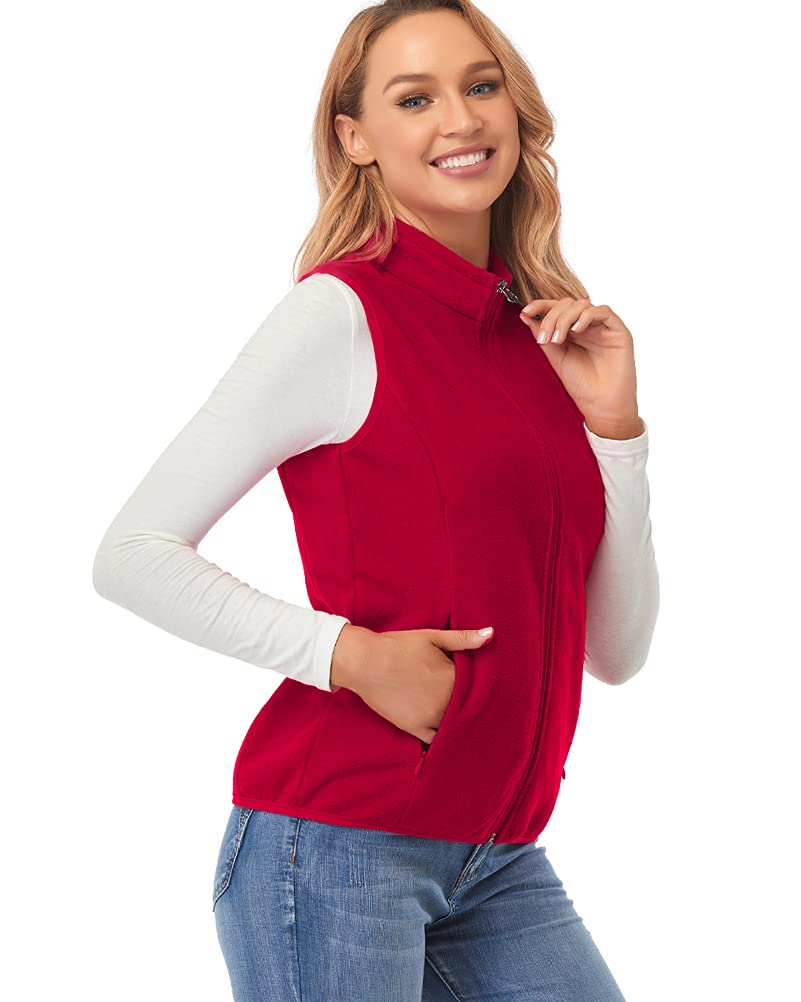 fuinloth Gilet in pile da donna,Termico Senza Maniche Elegante Collare Eretto con Zip e Tasca