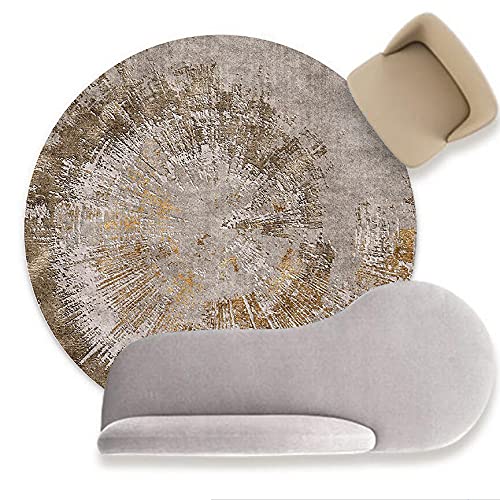 Tapis rond antidérapant et doux de 180cm avec motif abstrait vintage bleu gris