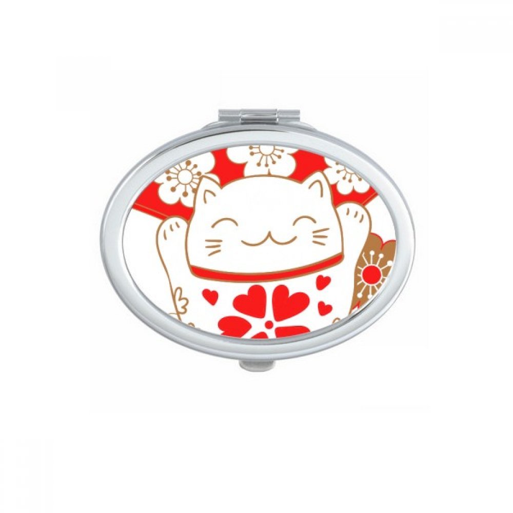 Miroir compact ovale de poche motif chat de la fortune style japonais