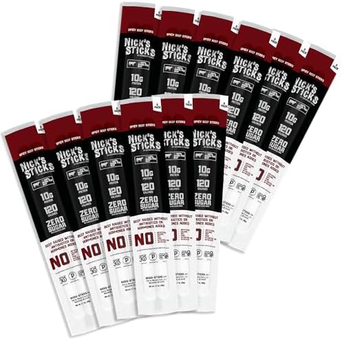 Nick's Sticks Clean & Balanced 100% Grass-Fed Spicy Beef Snack Sticks